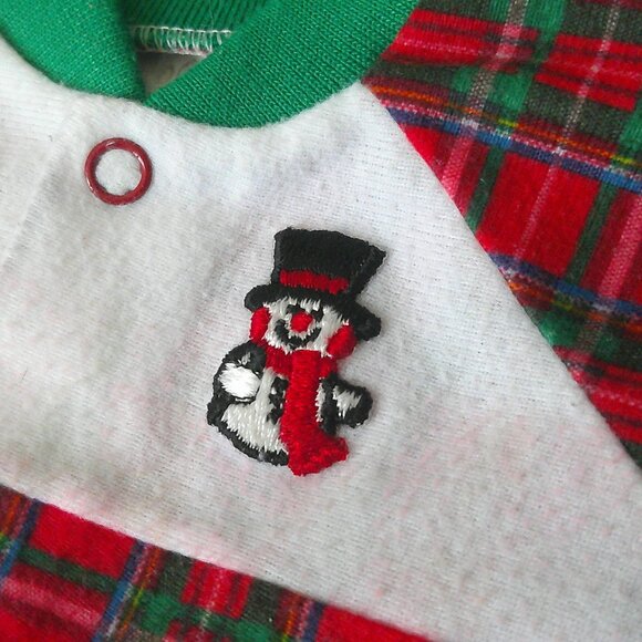 Baby Bliss Infant Red and Green Snowman Button-Up Applique Gown - Size 3 Months - Picture 2 of 6